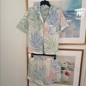 Joie Tropical Leaf Print Pajama Set, Large